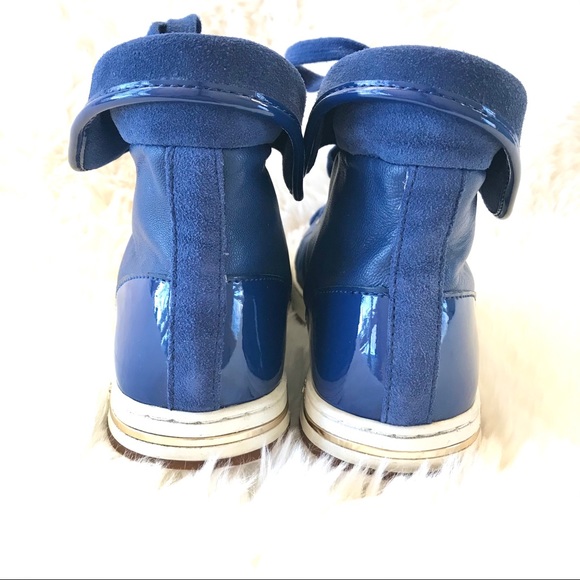 MICHAEL KORS Blue High Top Leather Sneakers - Picture 4 of 14